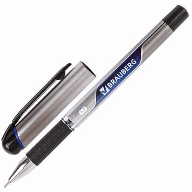 Ручка шариковая масляная с грипом BRAUBERG "Signature", СИНЯЯ, печать, узел 0,7 мм, линия письма 0,35 мм, 142688 (арт. 142688)