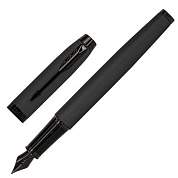 Ручка перьевая PARKER "IM Achromatic Black BT", черный матовый, нержавеющая сталь, синяя, 2127741 (арт. 143767)