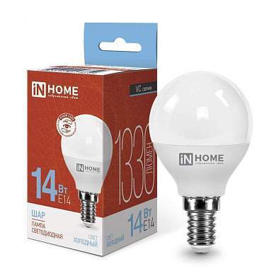 inHome лампа светодиодн. VC шар P45 E14 14W(1330lm) 6500К 6K 90x46 (без пульсации) 7850 (арт. 873613)