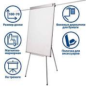 Доска-флипчарт магнитно-маркерная 70х100 см, держатели для бумаг, ГАРАНТИЯ 10 ЛЕТ, РОССИЯ, BRAUBERG, 236160 (арт. 236160)