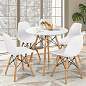 Стол обеденный BRABIX "Eames T-01", круглый, диаметр 80 см, опоры дерево, белый, 532633 (арт. 532633)