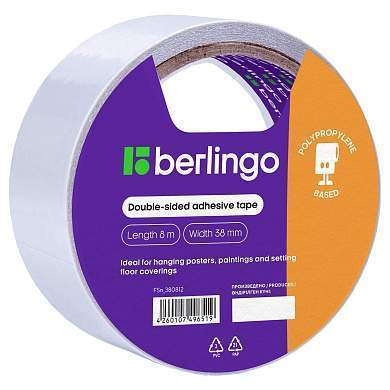 Клейкая лента двусторонняя Berlingo, 38мм*8м, основа-полипропилен (арт. 268410)