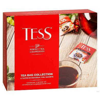 Подарочный набор чая Tess "Tea bag collection", 12 видов, 60 пакетиков, картонная коробка (арт. 295660)