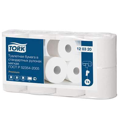 Бумага туалетная TORK PREMIUM, спайка 8 рулонов по 23 метра (Система T4) 2-слойная, белая, 120320 (арт. 127835)