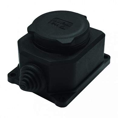 UNIVersal розетка прямая ОУ 1гн. с загл. каучук (черная) 2P+PE 1x16 220-240V IP44 3032 (РФ) (арт. 889051)