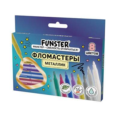 Фломастеры FUNSTER (ФАНСТЕР) "METALLIC" 8 цветов металлик, ударопрочный наконечник, 152630 (арт. 152630)