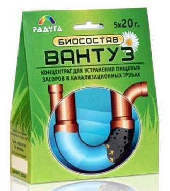Биосостав Вантуз (5шт*20г) для устранения засоров от жира и пищ. остатков (смесь ферментов) (арт. 198345)