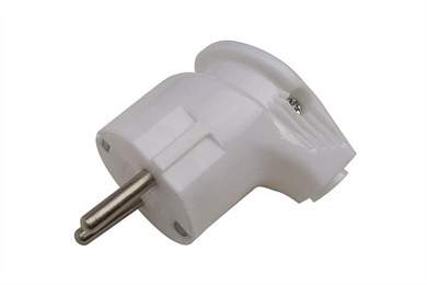 General вилка 16А 250В (АБС-пластик, угловая, белая, земля) 470510 (арт. 784354)