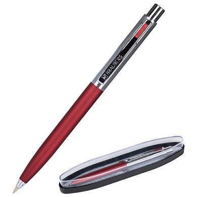 Ручка подарочная шариковая BRAUBERG "Cornetto", СИНЯЯ, корпус серебристый с бордовым, линия письма 0,5 мм, 143492 (арт. 143492)
