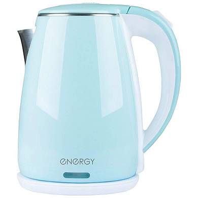 Чайник электр. Energy E-261 (диск, 1,8л) 1,5кВт, двойной корпус, нерж.сталь/металл, голубой, 164141 (арт. 849557)