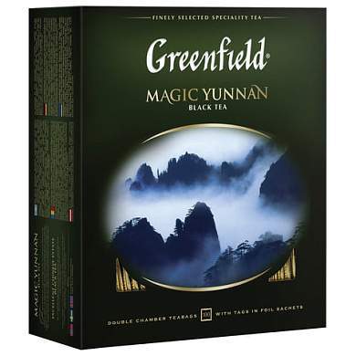 Чай GREENFIELD "Magic Yunnan" черный, 100 пакетиков в конвертах по 2 г, 0583-09 (арт. 620390)