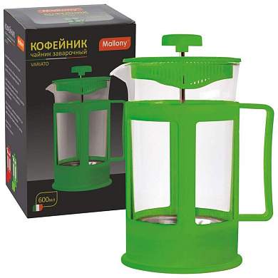 Чайник/кофейник Mallony Variato-600ML, френч-пресс, 600мл, стекло/пластик, цвета микс 950077 (арт. 405716)