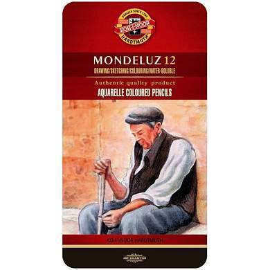 Карандаши акварельные Koh-I-Noor "Mondeluz Old Man 3722", 12цв., заточен., метал. пенал (арт. 321830)