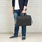 Сумка портфель BRAUBERG PRACTICAL с отделением для ноутбука 15,6", Grey line, черная, 29х40х7 см, 272604 (арт. 272604)