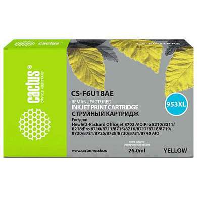 Картридж струйный CACTUS (CS-F6U18AE) для HP OfficeJet Pro 7740/8210/8218/8710/8715, желтый (арт. 364182)