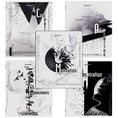 Тетради ДЭК А5 48 л. КОМПЛЕКТ 5 шт. BRAUBERG скоба, клетка, матовая ламинация, BLACK&WHITE, 404963 (арт. 404963)