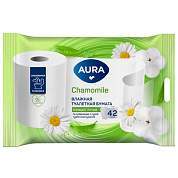 Бумага туалетная влажная смываемая 42 шт., AURA, 13216 (арт. 117671)