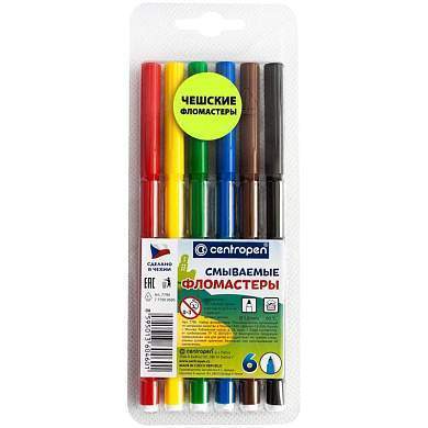 Фломастеры Centropen "Washable", 06цв., смываемые, блистер (арт. 002751)