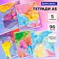 Тетради ДЭК А5 96 л. КОМПЛЕКТ 5 шт., BRAUBERG скоба, клетка, SoftTouch, фольга, "Яркие Краски", 404691 (арт. 404691)