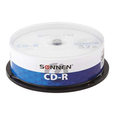 Диски CD-R SONNEN, 700 Mb, 52x, Cake Box (упаковка на шпиле) КОМПЛЕКТ 25 шт., 513531 (арт. 513531)