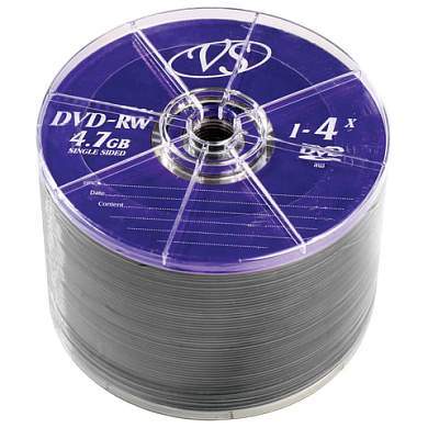 Диски DVD-RW VS 4,7 Gb 4x Bulk (термоусадка без шпиля), КОМПЛЕКТ 50 шт., VSDVDRWB5001 (арт. 511539)