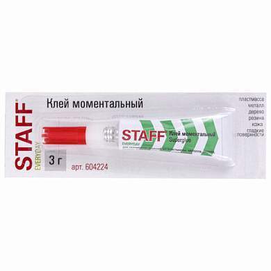 Клей моментальный (суперклей) STAFF "EVERYDAY" НОВАЯ УПАКОВКА, 3 г, на ленте, 604224 (арт. 604224)