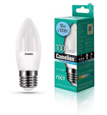 Camelion Свеча E27 12W(100lm 220°) 4500K 4K матов. 110x7 пластик LED12-C35/845/E27 (арт. 695000)