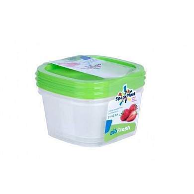 Контейнер герметичн. для хран.продуктов BioFresh 3шт/0,5л квадрат, IS10509 Spark Plast (арт. 808933)