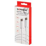 Кабель USB Type-C-Type-C с поддержкой быстрой зарядки, белый, 1 м, SONNEN, медный, 513613 (арт. 513613)
