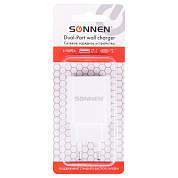 Зарядное устройство быстрое сетевое (220 В) SONNEN, USB QC 3.0 + Type-C PD 20 Вт, 3 А, белое, 455505 (арт. 455505)