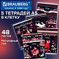 Тетради ДЭК А5, 48 л., КОМПЛЕКТ 5 шт., BRAUBERG, скоба, клетка, TWIN-лак, "Орнамент из сказки", 881236 (арт. 881236)