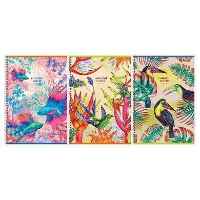 Тетрадь 80л., А4, клетка, на гребне BG "Colorful world", матовая ламинация, выб. лак (арт. 346564)