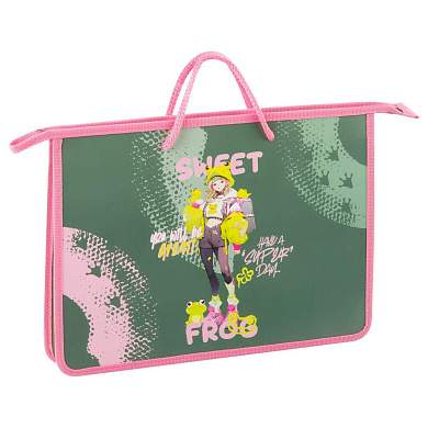 Папка с ручками А4 ArtSpace "Sweet Frog", пластик, на молнии, 45мм (арт. 380296)