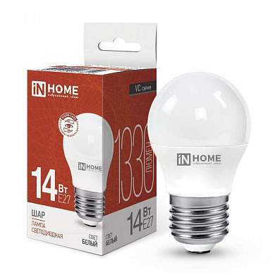 inHome лампа светодиодн. VC шар P45 E27 14W(1330lm) 4000К 4K 90x46 (без пульсации) 7829 (арт. 873614)