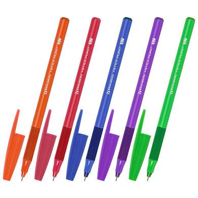 Ручка шариковая с грипом BRAUBERG "i-STICK POINT NEON", СИНЯЯ, корпус ассорти, игольчатый узел 0,7 мм, линия письма 0,35 мм, 144022 (арт. 144022)