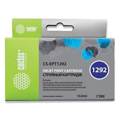 Картридж струйный CACTUS (CS-EPT1292) для EPSON Stylus B42WD/BX305W/BX625WD, голубой (арт. 361954)
