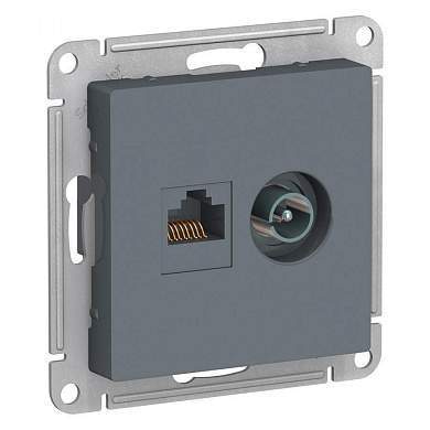 Schneider AtlasDesign мех.роз.конн. TV+комп СУ 1 мест грифель (пл.сн RG6+RJ45,0,7dB) ATN000789 (10!) (арт. 662626)