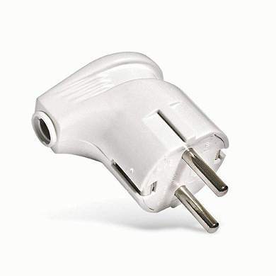 UNIVersal вилка 16А 250В (АБС-пластик, угловая, белая, земля) А105 (арт. 240856)