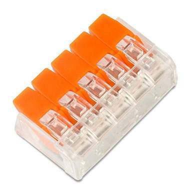 SmartBuy СМК-221-415 клеммная колодка с рычагом 5х(0,14-4,0мм2) (цена за 1шт.) тип WAGO SBE-ccwcc-5 (арт. 621999)