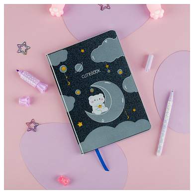 Записная книжка А5 80л., ЛАЙТ, кожзам, MESHU "Cutestar", съемная пластиковая обложка с дизайном, пантон, белила, блок в линию (арт. 358210)