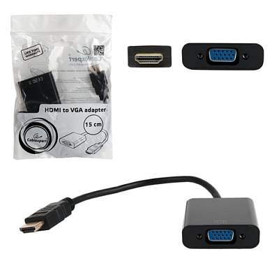 Кабель-переходник HDMI-VGA, 15 см, CABLEXPERT, M-F, для передачи аналогового видео, A-HDMI-VGA-04 (арт. 512097)