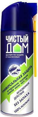 Аэрозоль Чистый Дом 400мл., трубочка (от летающ. и ползающ.) б/запаха 02-855 (дихлофос) Китай (арт. 562634)