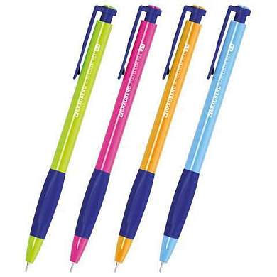 Ручка шариковая автоматическая BRAUBERG A-30 COLOR MIX "WRITING 3.0", СИНЯЯ, пишущий узел 0,5 мм, линия письма 0,25мм, 144341 (арт. 144341)
