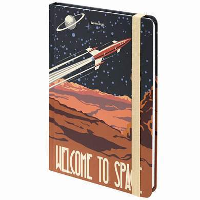 Блокнот с резинкой в клетку 96 л., А5 (145х203 мм), твердая обложка, BRAUBERG, "SpaceX", 113724 (арт. 113724)