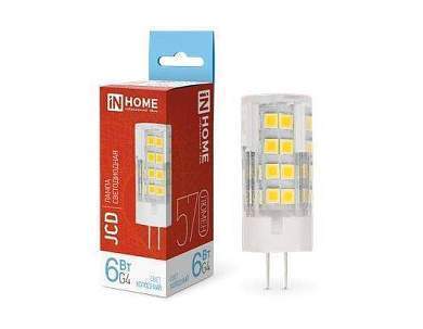 ASD/inHome VC JCD G4 220V 6W(570lm) 6500К 6K 47x16 (без пульсации) 6168 (арт. 817850)