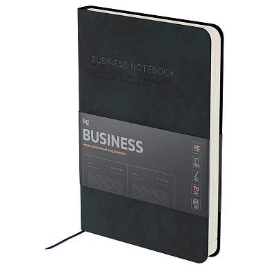 Ежедневник недатированный, А5, 136л., мягкий переплет, кожзам, BG "Business. Graphite", темно-серый (арт. 369936)