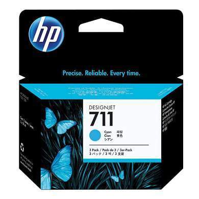 Картридж струйный для плоттера HP (CZ134A) Designjet T120/520, №711, голубой, комплект 3 шт. х 29 мл, оригинальный (арт. 361315)