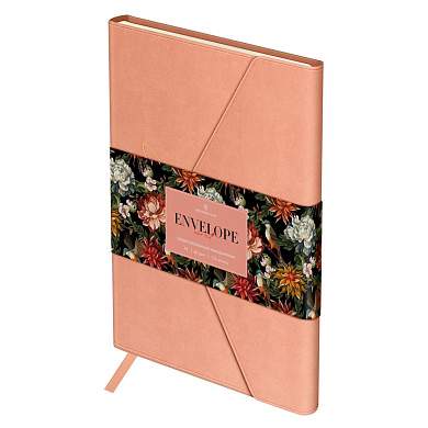 Ежедневник недатированный, А5, 136л., твердый переплет, кожзам, Greenwich Line "Envelope. Coral", на кнопке (арт. 370226)