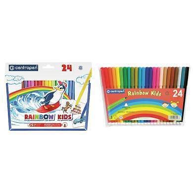 Фломастеры Centropen "Rainbow Kids", 24цв., трехгранные, смываемые, ПВХ (арт. 216150)