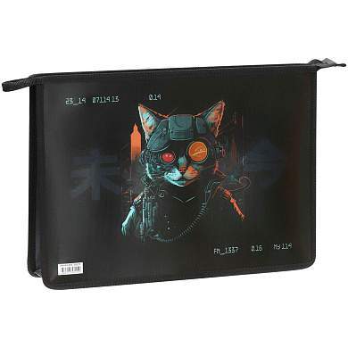 Папка для тетрадей 1 отделение, А4, ArtSpace "RoboCat", ламинированный картон, фольга, на молнии (арт. 365819)